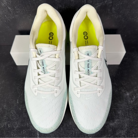 AIR ZOOM INFINITY TOUR NEXT% MENS SPIKED GOLF SHOES SIZE 9.5 WHITE GREEN NEW - Picture 2 of 10